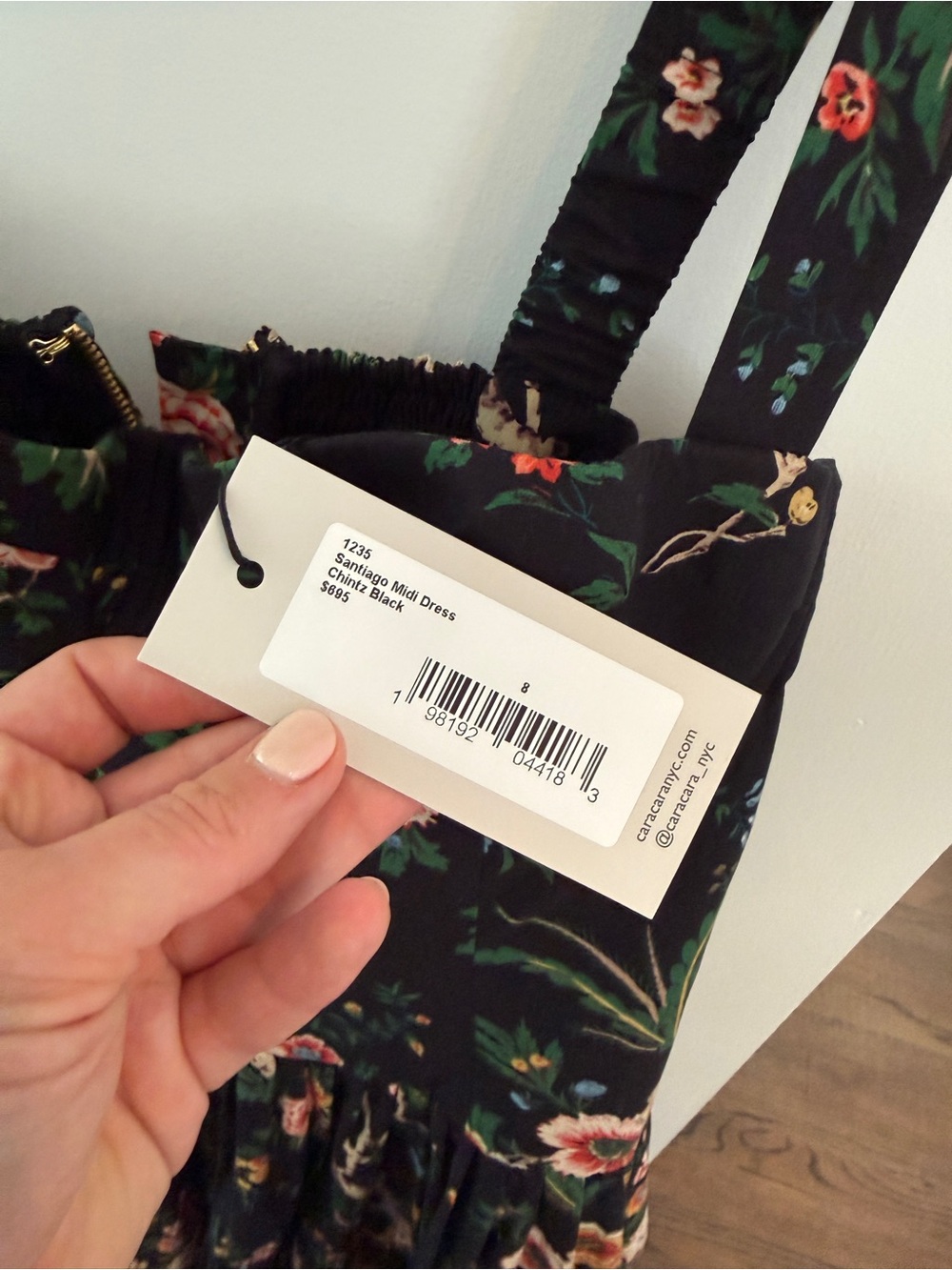NWT cara cara santiago printed midi dress - chintz black SZ 8 - Picture 4 of 5